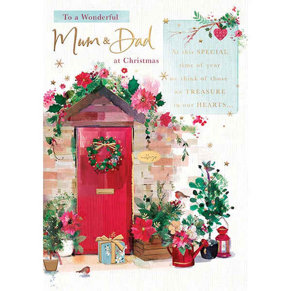 Words N Wishes Red Front Door Scene Christmas Card image 0