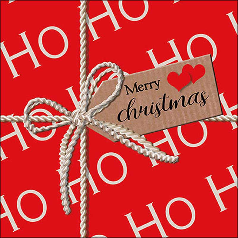 Ambiente Paper Napkins - Ho Ho Gift Red (Pack of 20) image 0