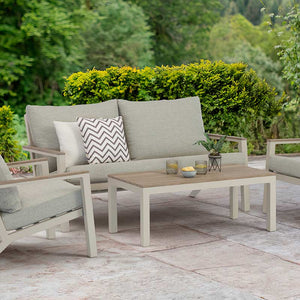 Bramblecrest Zurich Garden Lounge Set in Mocha with Rectangular Tree-Free Teak Coffee Table image 1