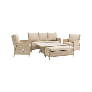 Bramblecrest Somerford Rattan Reclining 3-Seater Sofa &amp; Armchairs Set with Bench &amp; Rectangular Dual Height Table image 5