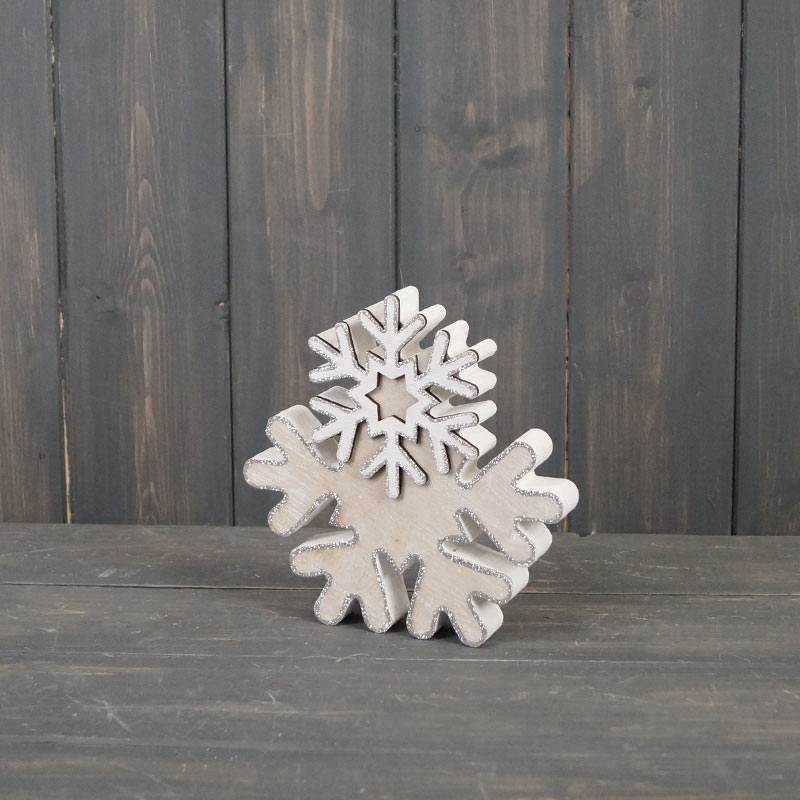 Satchville Whitewashed Wooden Snowflake image 0