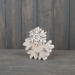 Satchville Whitewashed Wooden Snowflake image 1