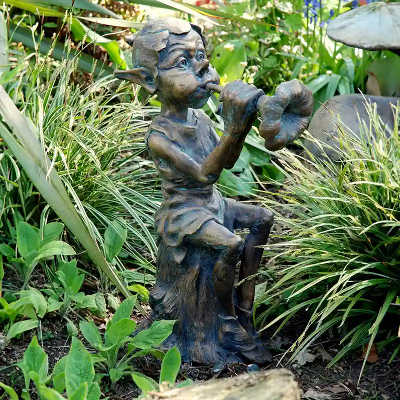 Home & Garden UK Pixie with Flute Garden Statue image 0