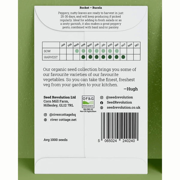 River Cottage Organic Seeds – Rocket ‘Rucola’ (1 Packet) image 1
