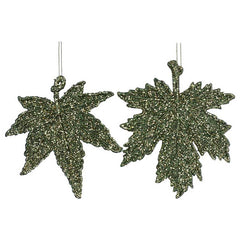 Gisela Graham Green Glitter Acrylic Leaf (Assorted Designs) image 0