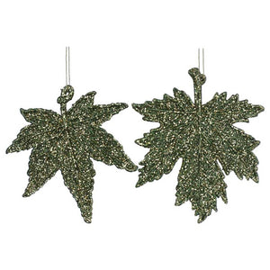 Gisela Graham Green Glitter Acrylic Leaf (Assorted Designs) image 0