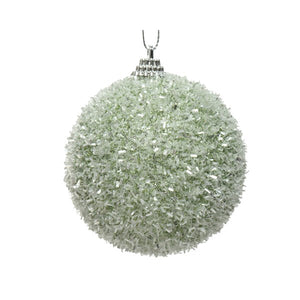 Decoris Foam Bauble with Tinsel in Sage Green image 0