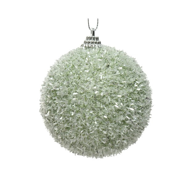 Decoris Foam Bauble with Tinsel in Sage Green image 0