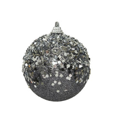 Decoris Foam Bauble with Glitter & Sequins in Warm Grey image 0