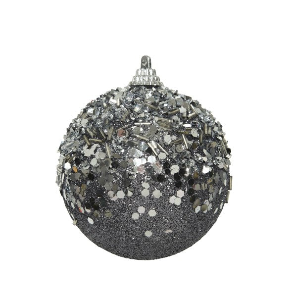 Decoris Foam Bauble with Glitter & Sequins in Warm Grey image 0