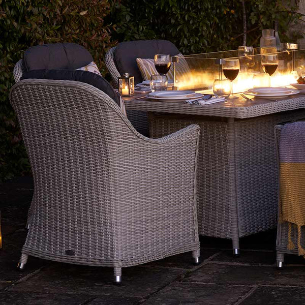 Bramblecrest Monterey 6 Seat Garden Dining Set in Dove Grey with Rectangular Firepit Table image 2