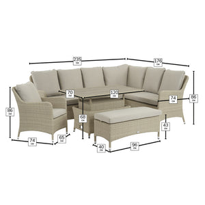 Bramblecrest Tetbury L-Shaped Garden Sofa Set in Nutmeg Weave with Dual Height Table, Dining Bench &amp; Sofa Chair image 6