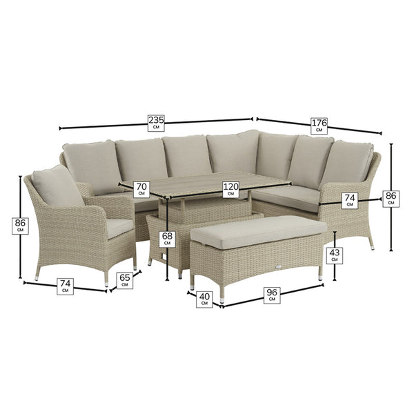 Bramblecrest Tetbury L-Shaped Garden Sofa Set in Nutmeg Weave with Dual Height Table, Dining Bench &amp; Sofa Chair image 6