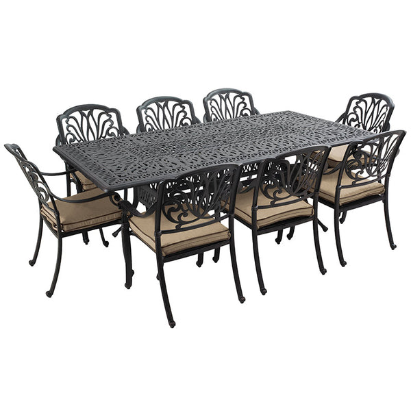Hartman Amalfi 8 Seat Garden Dining Set in Bronze with Rectangular Table, 3m Parasol &amp; 15kg Base image 3