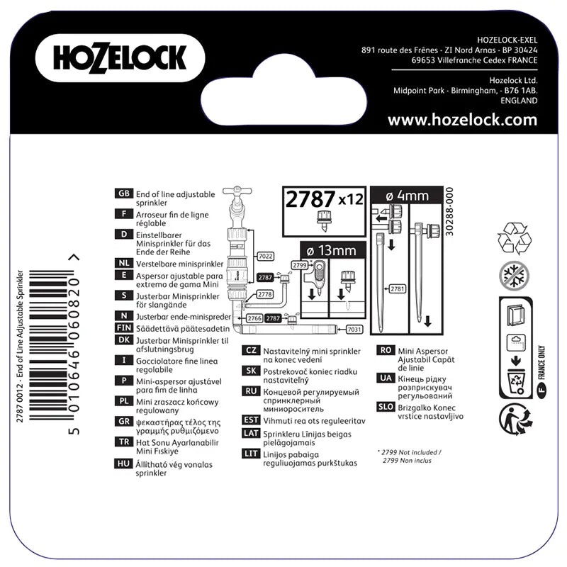Hozelock 360º Adjustable Sprinkler (Pack of 12) image 0