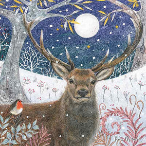RSPB Small Square Christmas Cards - Stag & Robin (Pack of 10) image 0