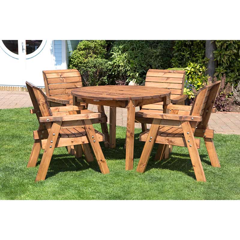 Charles Taylor Grassmere Four Seat Round Wooden Garden Dining Set (Table Requires Assembly) image 0