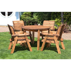 Charles Taylor Grassmere Four Seat Round Wooden Garden Dining Set (Table Requires Assembly) image 0