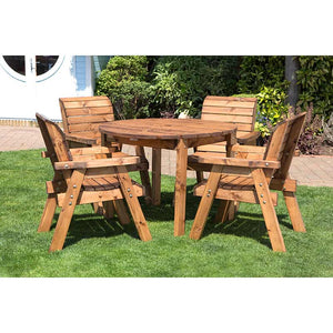 Charles Taylor Grassmere Four Seat Round Wooden Garden Dining Set (Table Requires Assembly) image 0