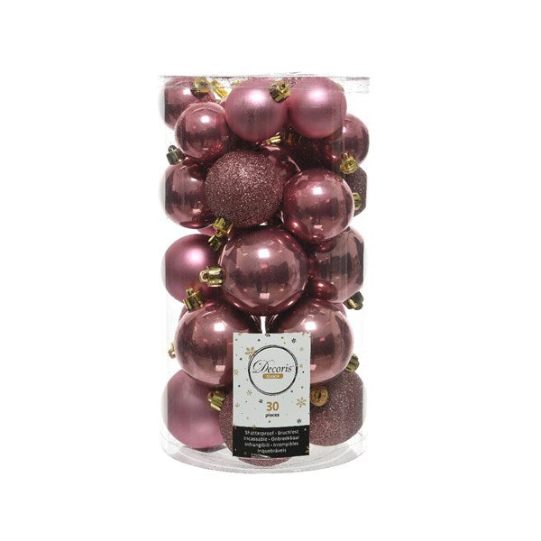 Decoris Shatterproof Baubles in Velvet Pink (Pack of 30) image 0