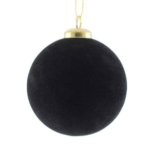 SageDecor Black Flocked Bauble - 8cm image