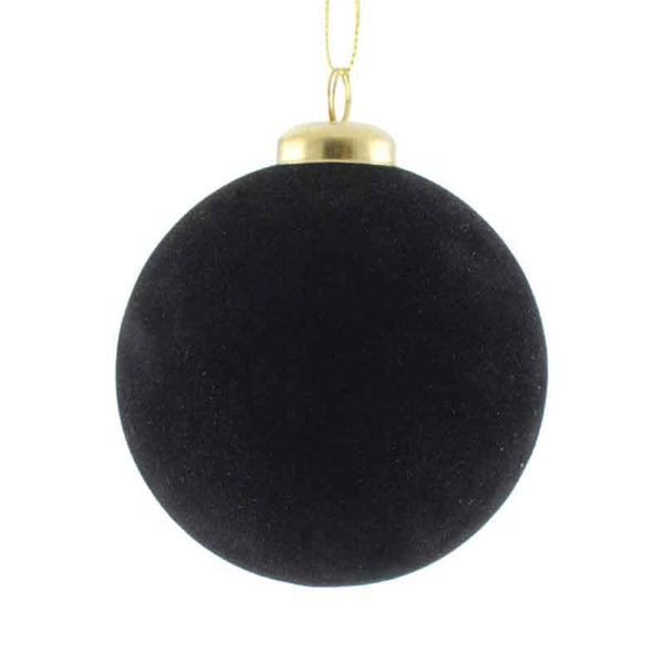 SageDecor Black Flocked Bauble - 8cm image