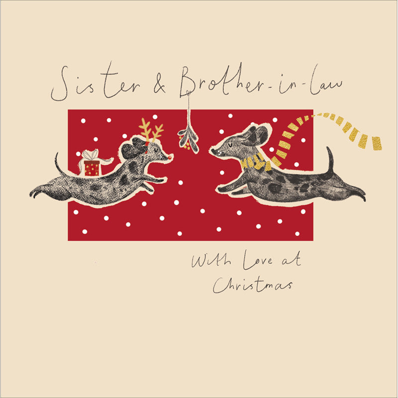 Woodmansterne Running Sausage Dogs Sister & Brother-In-Law Christmas Card image 0