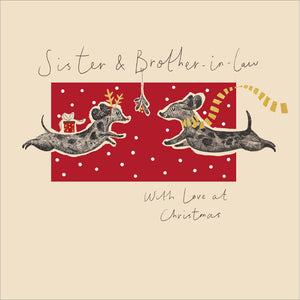 Woodmansterne Running Sausage Dogs Sister & Brother-In-Law Christmas Card image 0
