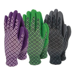 Town & Country Flexigrip Gloves (Pack of 3) - Green, Grey & Purple image