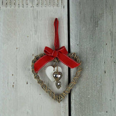 Satchville Small Hanging Wicker Heart with Bow image 0
