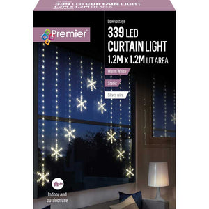 Premier LED Snowflake Curtain Lights - Warm White image 1
