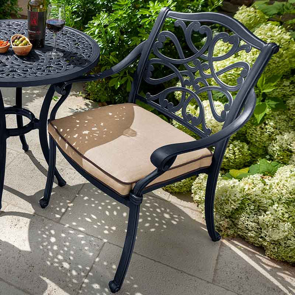 Hartman Capri Metal Bistro Set in Bronze with Amber Cushions image 3