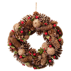 Festive Gold Pinecone Wreath image 0