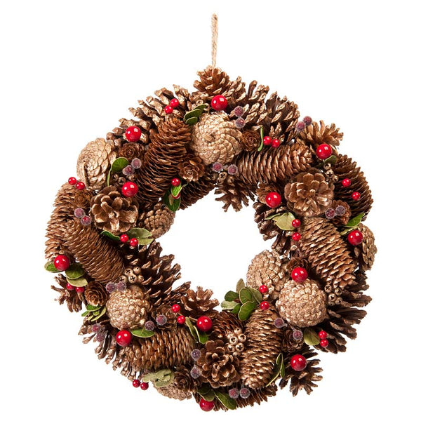 Festive Gold Pinecone Wreath image 0