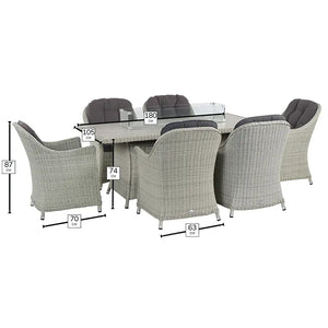Bramblecrest Monterey 6 Seat Garden Dining Set in Dove Grey with Rectangular Firepit Table image 7