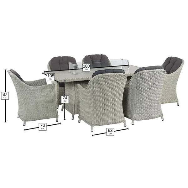 Bramblecrest Monterey 6 Seat Garden Dining Set in Dove Grey with Rectangular Firepit Table image 7