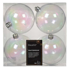 Decoris Transparent Shatterproof Baubles with Iridescent Finish (Pack of 4) image 0