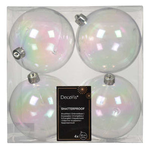 Decoris Transparent Shatterproof Baubles with Iridescent Finish (Pack of 4) image 0