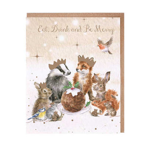 Wrendale Designs Notecard Pack - The Christmas Party (Pack of 8) image 1