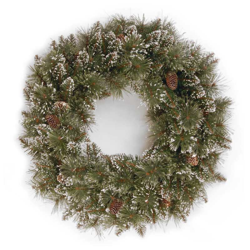 National Tree Glittery Bristle Christmas Wreath with Cones image 0