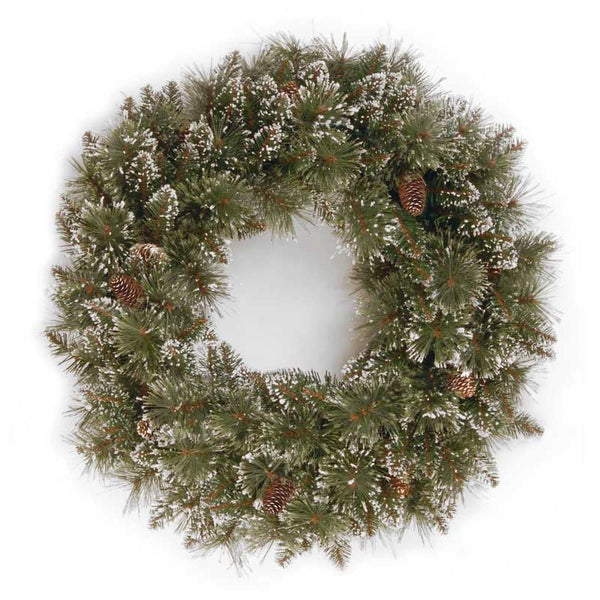 National Tree Glittery Bristle Christmas Wreath with Cones image 0