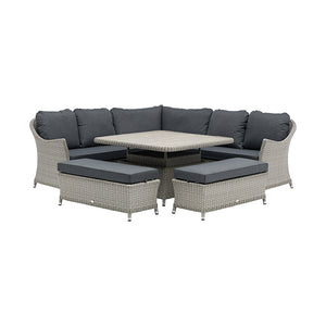 Bramblecrest Wentworth Curved Modular Corner Sofa Set in Pewter with Square Dual Height Table &amp; 2 Benches image 4