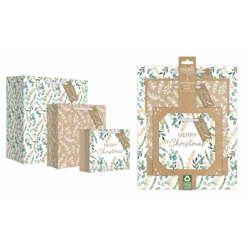 Christmas Time 3 Eco Eucalyptus Christmas Gift Bags image 0