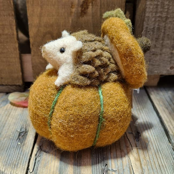 Wool Pumpkin Hedgehog Decoration image 1