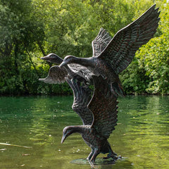 Home & Garden UK Three Flying Ducks Garden Statue image 0