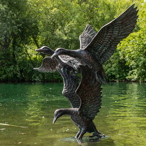 Home & Garden UK Three Flying Ducks Garden Statue image 0