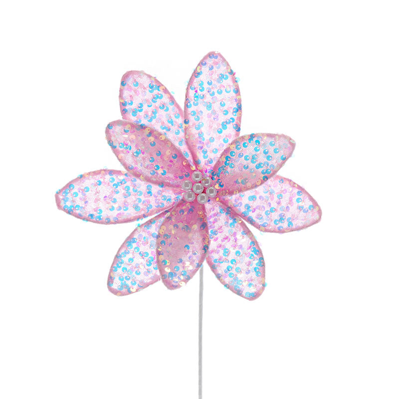 Festive Light Pink Poinsettia Stem (43cm) image 0