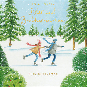 Woodmansterne Couple Ice Skating Sister & Brother-In-Law Christmas Card image 0