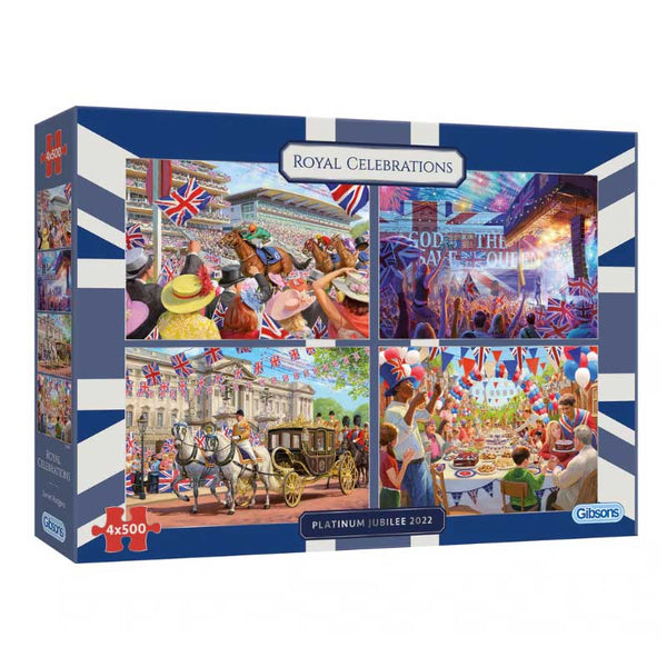 Gibsons Royal Celebrations Platinum Jubilee 2022 4 x 500 Piece Jigsaw Puzzles image 1