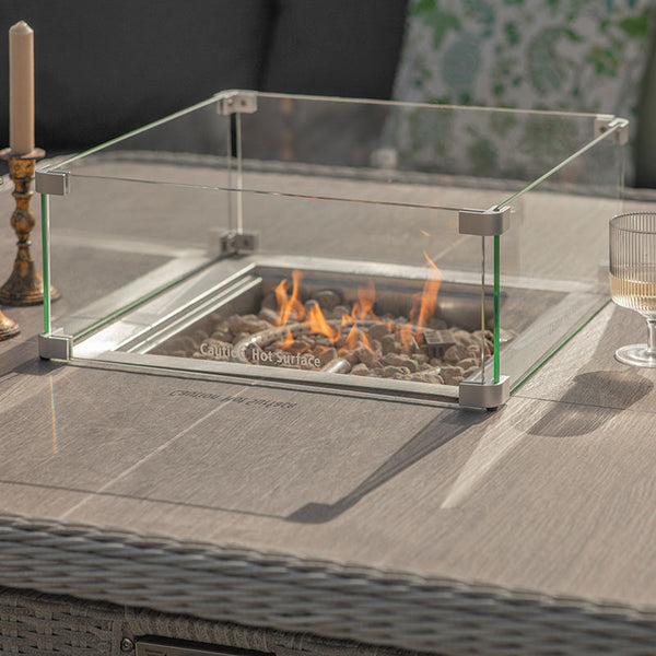 Bramblecrest Monterey Curved Corner Sofa Set in Dove Grey with Square Firepit Table &amp; 2 Benches image 2